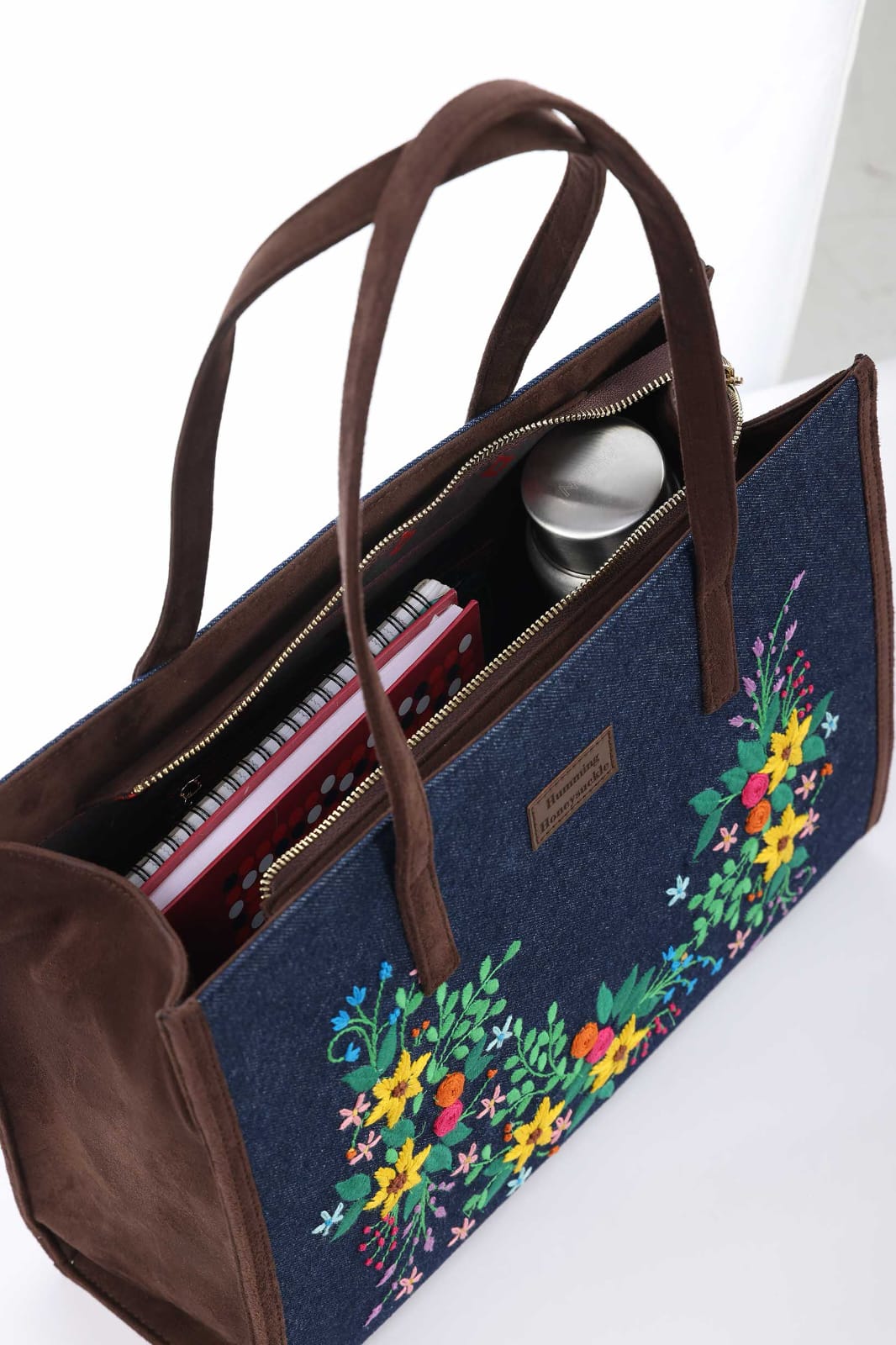 Denim & Vegan Suede Tote — Image 3